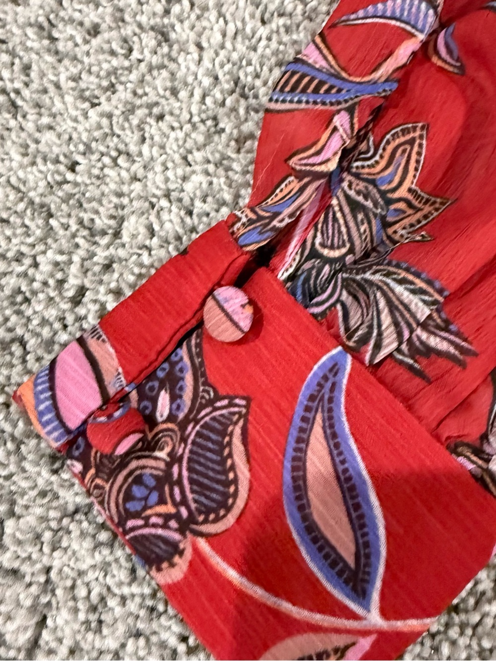 Chelsea28 Red Paisley Print Faux Wrap Midi Dress Garden Full Sleeve Women’s S - Picture 12 of 13